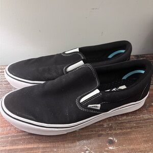 Vans Men's Black and White Slip-On Sneakers